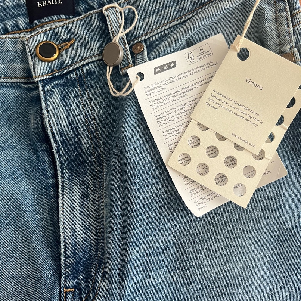 KHAITE Victoria Light Blue Denim Jeans with Branded Tags size 30 - Picture 2 of 2